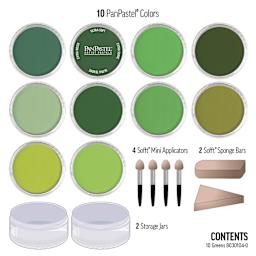 PanPastel Artists’ Painting Pastels Set - Greens, Set of 10 - contents