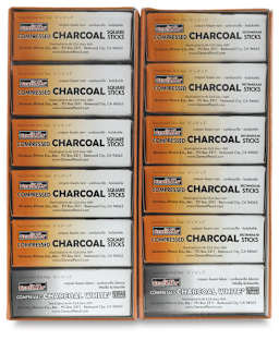 General's Compressed Charcoal Class Pack - open showing inner packs of variety of charcoal sticks