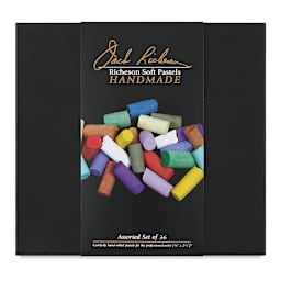 Richeson Handmade Soft Pastels - Assorted Colors, Set of 36, Full Stick (front of packaging)