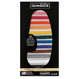 General's MultiPastel Compressed Chalk Set - Assorted Colors, Set of 12, showing chalks