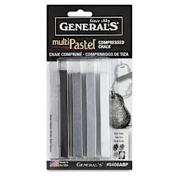 General's MultiPastel Compressed Chalk Set - Gray Tones, Set of 4, showing chalks