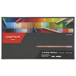 Caran d'Ache Pastel Pencil Set - Set of 76 Assorted Colors, front of packaging