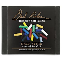 Half-Size Medium-Soft Pastel Sticks - Top view of package of Set of 15