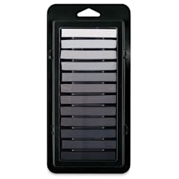 Jackson Artist Soft Pastels - Grey Tones, Set of 12, shown in storage tray