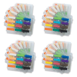 Artist Select Soft Pastels Class Pack, four stacks of 6, 12 pc clamshells each fanned to show pastels
