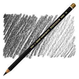 Koh-I-Noor Polycolor Dry Color Drawing Pencil - Black 36, swatch and pencil