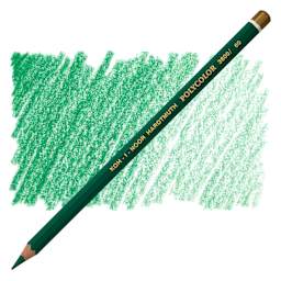 Koh-I-Noor Polycolor Dry Color Drawing Pencil - Emerald Green 60, swatch and pencil
