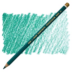 Koh-I-Noor Polycolor Dry Color Drawing Pencil - Blue Green 21, swatch and pencil