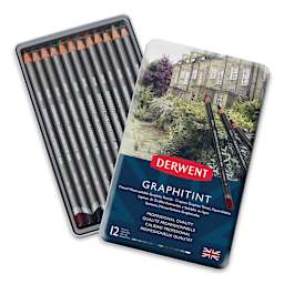 Derwent Graphitint Pencils - Set of 12  Pencils inside open package