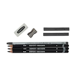Derwent Sketching Pencil Set - Components of set shown