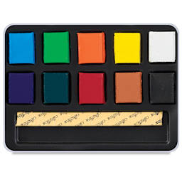 Cretacolor Aqua Brique Set - Open package of 10 pc set with sponge