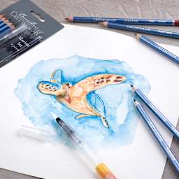 Marino Lightfast Watercolor Pencil Turtle 6-Piece Set 6-Piece Set (5 Pencils, 1 Aqua 2 Go Waterbrush)