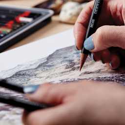 Derwent Tinted Charcoal Pencils used to create a mountain landscape.