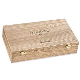 Caran d'Ache Luminance Colored Pencils - Assorted Colors, Wood Box, Set of 100, closed