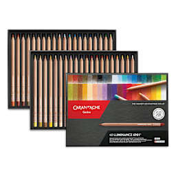 Caran d'Ache Luminance Colored Pencils - Assorted Colors, Set of 40 open box with contents