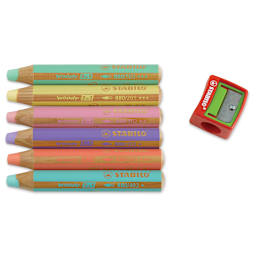 Stabilo Woody 3 in 1 Pencils - Pastel, Set of 6 (set contents)