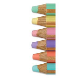 Stabilo Woody 3 in 1 Pencils - Pastel, Set of 6 (close-up of tips)