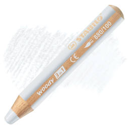 Stabilo Woody 3 in 1 Pencil - White pencil and swatch