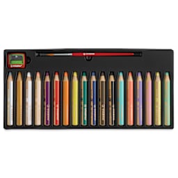 Stabilo Woody 3 in 1 Pencils - Set of 18, Assorted, open packaging