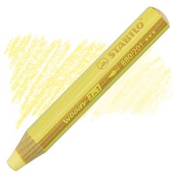 Stabilo Woody 3 in 1 Pencil - Pastel Yellow pencil and swatch