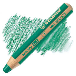 Stabilo Woody 3 in 1 Pencil - Dark Green pencil and swatch
