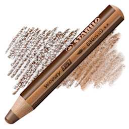 Stabilo Woody 3 in 1 Pencil - Brown pencil and swatch