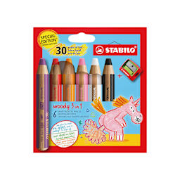Stabilo Woody 3 in 1 Pencils - Set of 6, Unicorn Colors