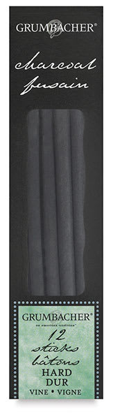 Grumbacher Vine Charcoal - Front of package of 12 pc Hard Grade Vine Charcoal