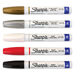Sharpie Oil-Based Paint Marker Set - Assorted and Metallics, Medium Point, Set of 5, caps on