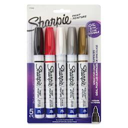 Sharpie Oil-Based Paint Marker Set - Assorted and Metallics, Medium Point, Set of 5, front of pack