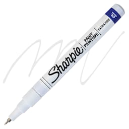 Sharpie Oil-Based Paint Marker - White, Extra Fine Point, swatch and marker