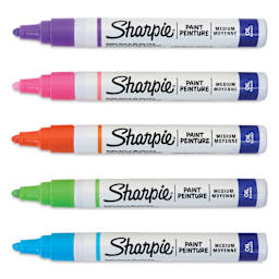 Sharpie Oil-Based Paint Marker - Fashion, Medium Point, Set of 5, laid out with caps off