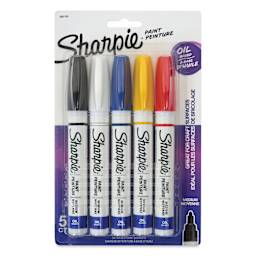 Sharpie Oil-Based Paint Marker Set - Assorted, Medium Point, Set of 5, front of the packaging