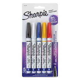 Sharpie Oil-Based Paint Marker Set - Assorted, Fine Point, Set of 5, front of the packaging