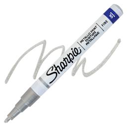 Sharpie Oil-Based Paint Marker - Metallic Silver, Fine Point marker and swatch