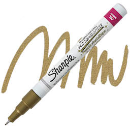 Sharpie Oil-Based Paint Marker - Metallic Gold, Extra Fine Point marker and swatch