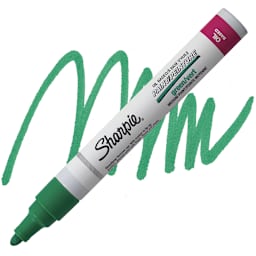 Sharpie Oil-Based Paint Marker - Green, Medium Point marker and swatch