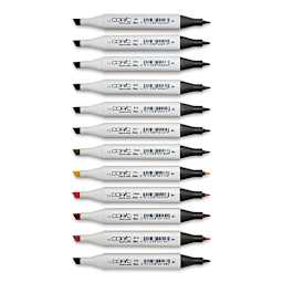 Copic Classic Marker - Basic Colors, Set of 12 (set contents with caps off)
