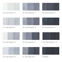 Copic Classic Marker - Set of 12, Cool Gray swatches