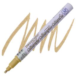 Decocolor Calligraphy Paint Marker - 2 mm Tip, Gold marker and swatch