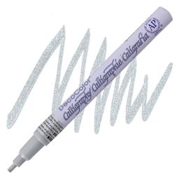 Decocolor Calligraphy Paint Marker - 2 mm Tip, Silver marker and swatch