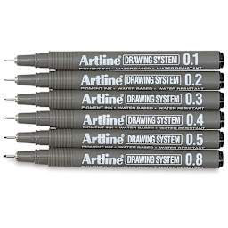 Artline Drawing Pen Set - Assorted Sizes, Wallet, Set of 6