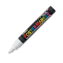 Artline Poster Markers - Single White 4.0 mm Tip marker shown uncapped at angle