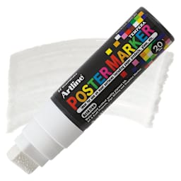 Artline Poster Markers - 20 mm Tip, White marker and swatch