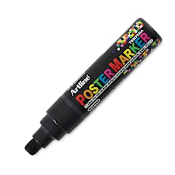 Artline Poster Markers - Single Black 6.0 mm Tip marker shown uncapped at angle