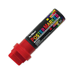 Artline Poster Markers - Single Red 30.0 mm Tip marker shown uncapped at angle