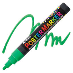 Artline Poster Markers - 4 mm Tip, Fluorescent Green marker and swatch