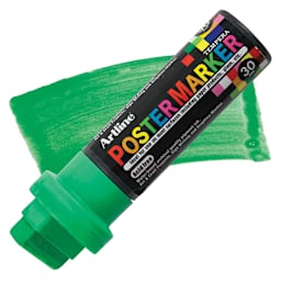 Artline Poster Markers - 30 mm Tip, Fluorescent Green marker and swatch