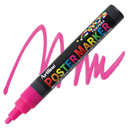 Artline Poster Markers - 4 mm Tip, Fluorescent Pink marker and swatch