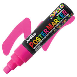 Artline Poster Markers - 6 mm Tip, Fluorescent Pink marker and swatch